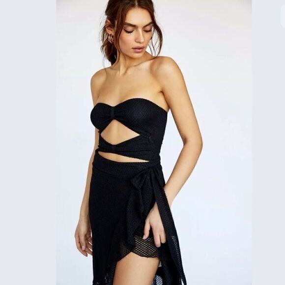 FREE PEOPLE NIGHTCAP BOWTIE BODYSUIT & MIDI SKIRT - Picture 1 of 6